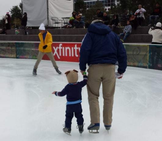 CJ and James at the Ice at Discovery Green