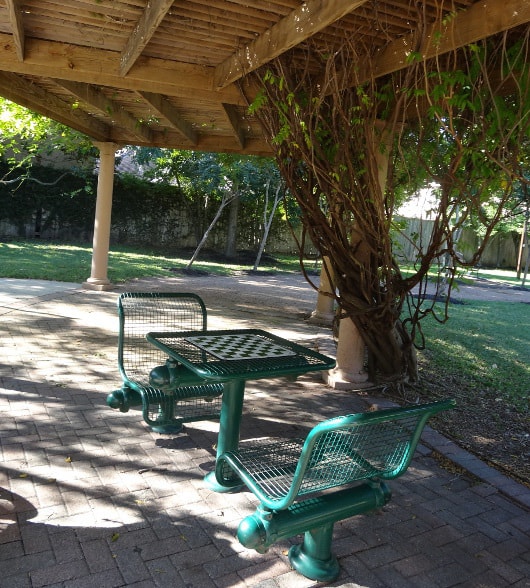 Picnic Tables and Checkers Set at Huffington Park