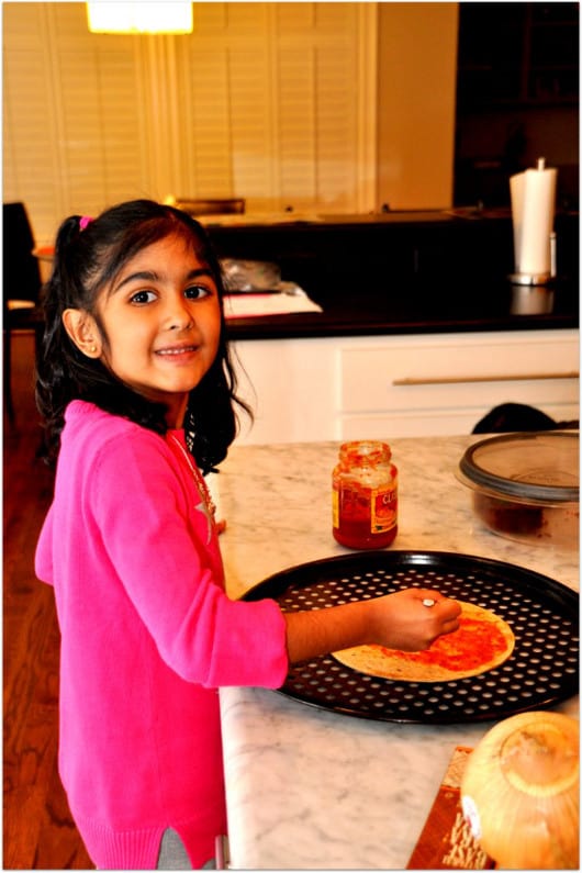 Helping Mom with the Pizza Sauce