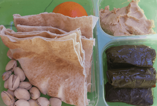 Pita Bread Hummus and Grape Leaves