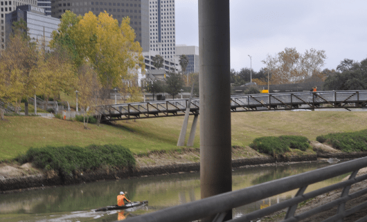 Kayak on Buffalo Bayou at Sesquicentenial Park