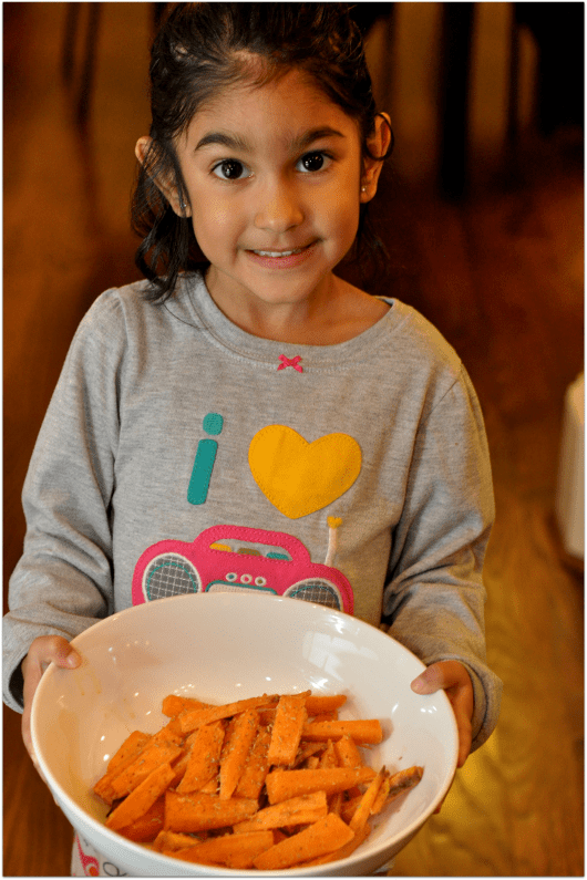 Pretty Girl Helping with Sweet Potatos