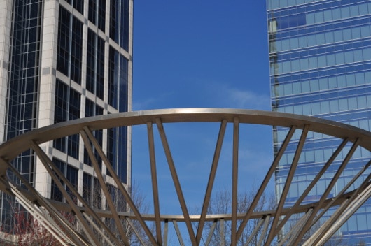 Fountain and Buildings from Discovery Green
