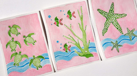 Pink and Green Island of Blue