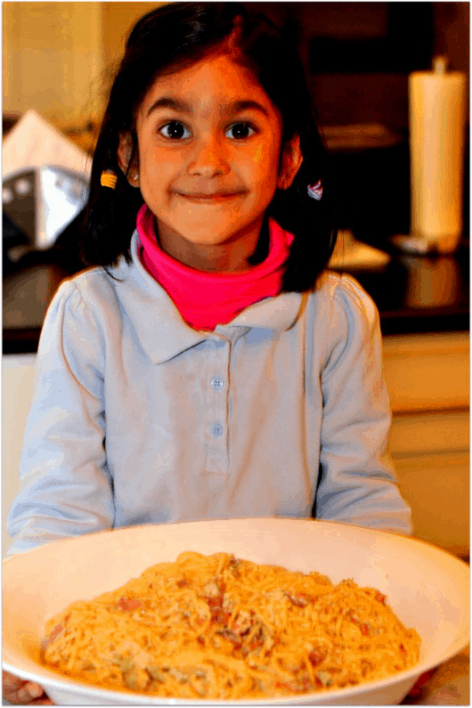 Pretty Girl with Spaghetti Carbonara