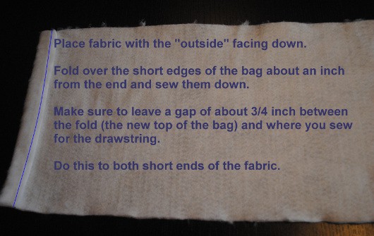 Step 2 Sew Pocket for Drawstring