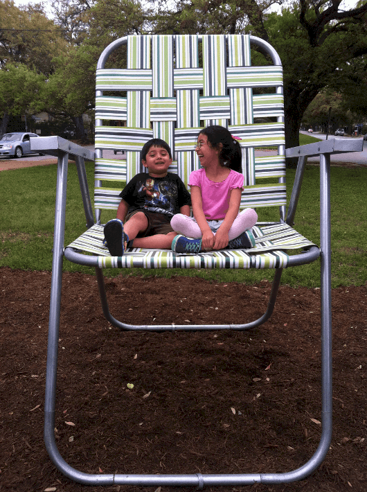 Zoe and Mikey in Big Chair