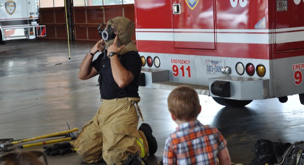 Fireman Suiting Up at Houston Fire Station 8