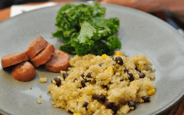 Summer Dinner with Kale Salad Quinoa and Sausage