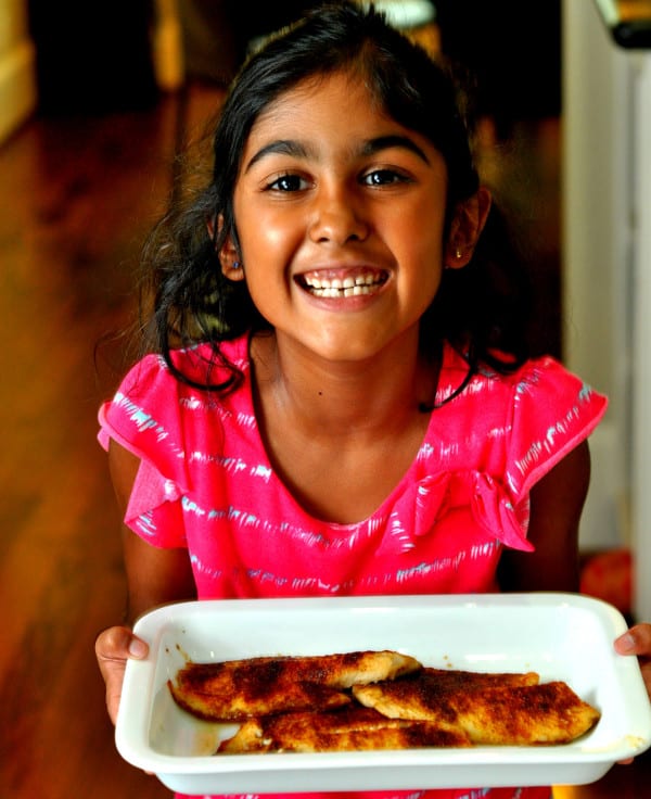 Helping with Tilapia for Taco Night