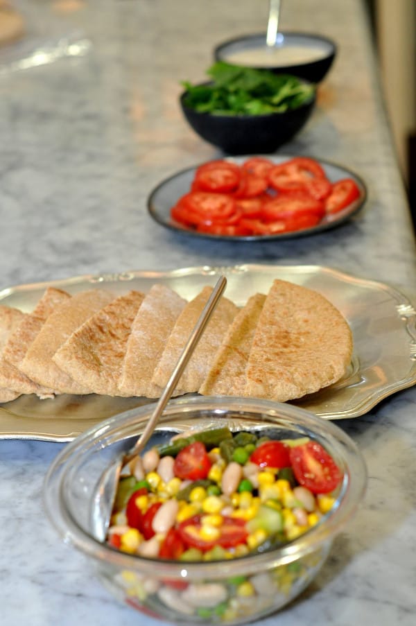 Beans, Pita Bread, Tomato and Spinach