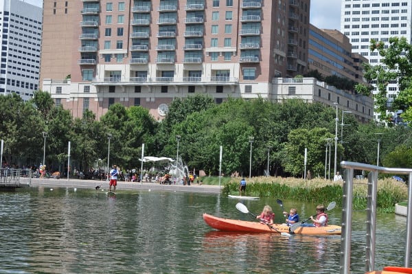 Kids on Kayak at Discovery Green