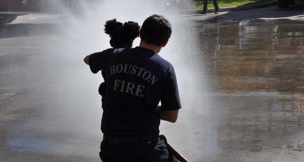 Fire Station 8 Spraying Fire Hose