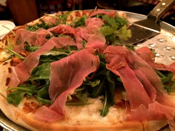 Proscuitto E arugula at Candelaris Pizzeria