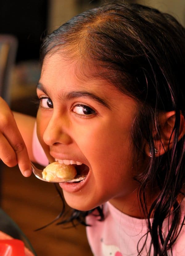 Eating Pasta Shells with Meyer Lemon cream