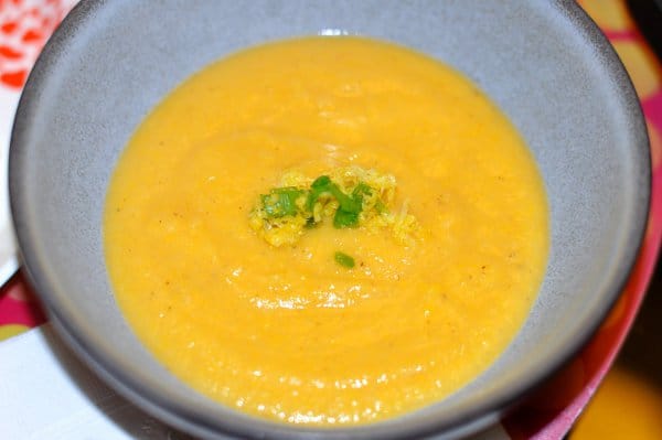 Finished Bowl of Orange Cauliflower Soup