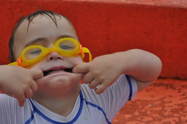 Goggles and Funny Face at Splashpad