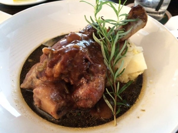 Lamb shank with polenta at Bollo Woodfired Pizza