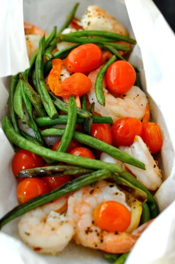 Sprimp and Veggies in Parchment Paper