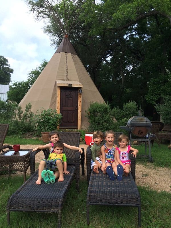 Tipi and Kids at Geronimo Creek Retreat