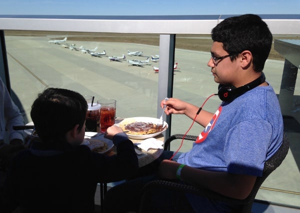 Eating at Black Walnut at Conroe Airport