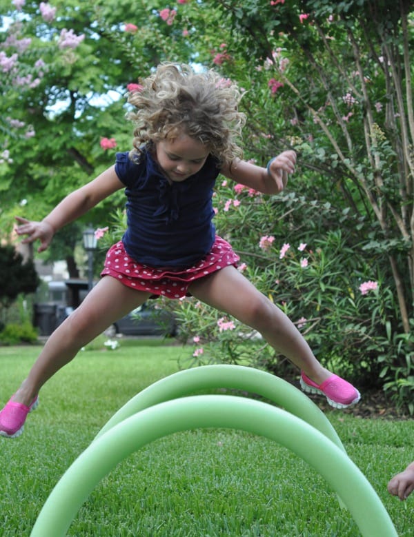 Hopping Over Hurdles Made from Dollar Store Noodles Easy to Assemble