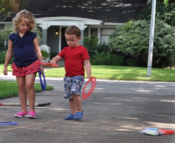 Tic Tac Toe with Dollar Store Frisbees and Chalk