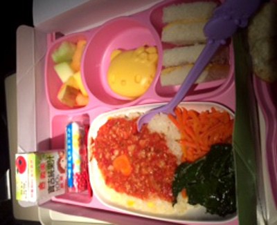 Hello Kitty Themed Kids Meal on EVA Airline Houston to Taipei BigKidSmallCity