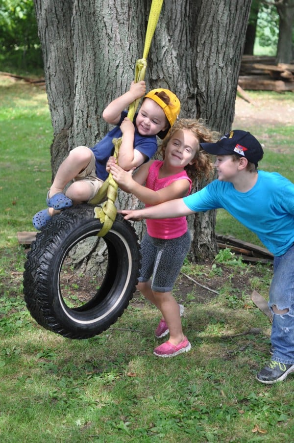 Swinging on Tire Swing