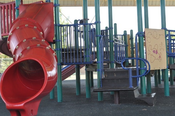 Wood Bend Spark Park Shaded Playground Slides