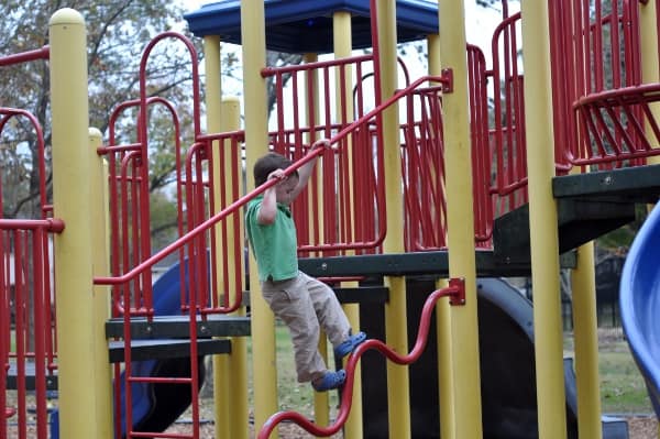 Climbing at Evergreen Park in Bellaire