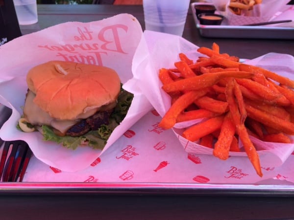 The Burger Joint Mushroom Burger and Sweet Potato Fries