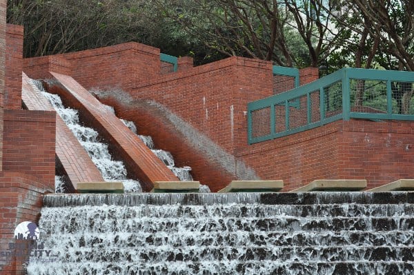 Waterfall at Wortham Theater and Buffalo Bayou