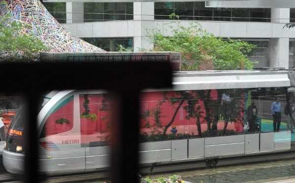 METRORail from Corner Bakery Downtown Houston