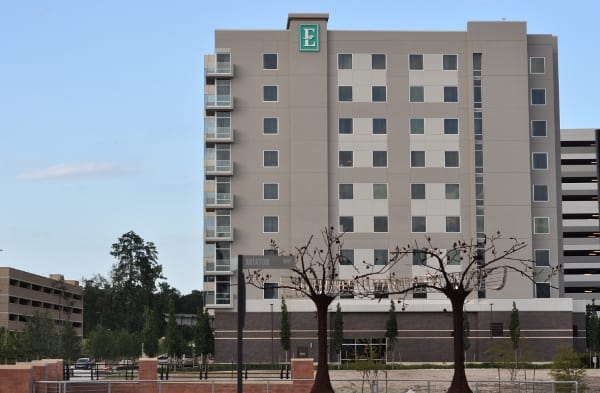 Embassy Suites The Woodlands Building from Water