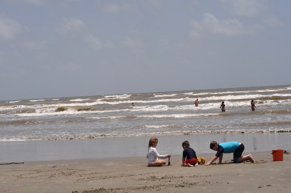 Galveston West Beach Digging in Sand Galveston Public Beach