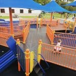 Playing on ramps at West Gray Rec Center Playground