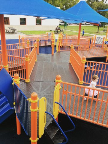 Playing on ramps at West Gray Rec Center Playground