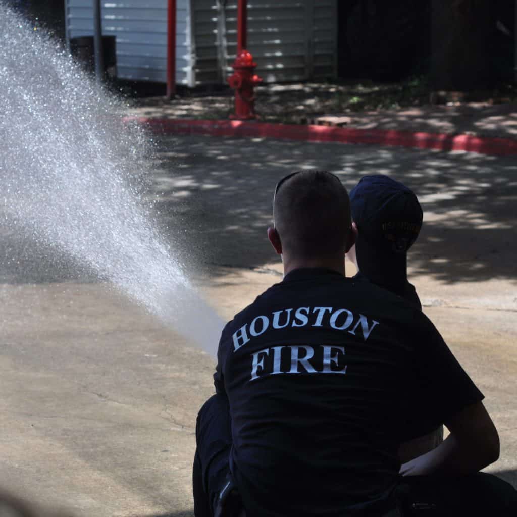 Spraying Hose at Houston Fire Station