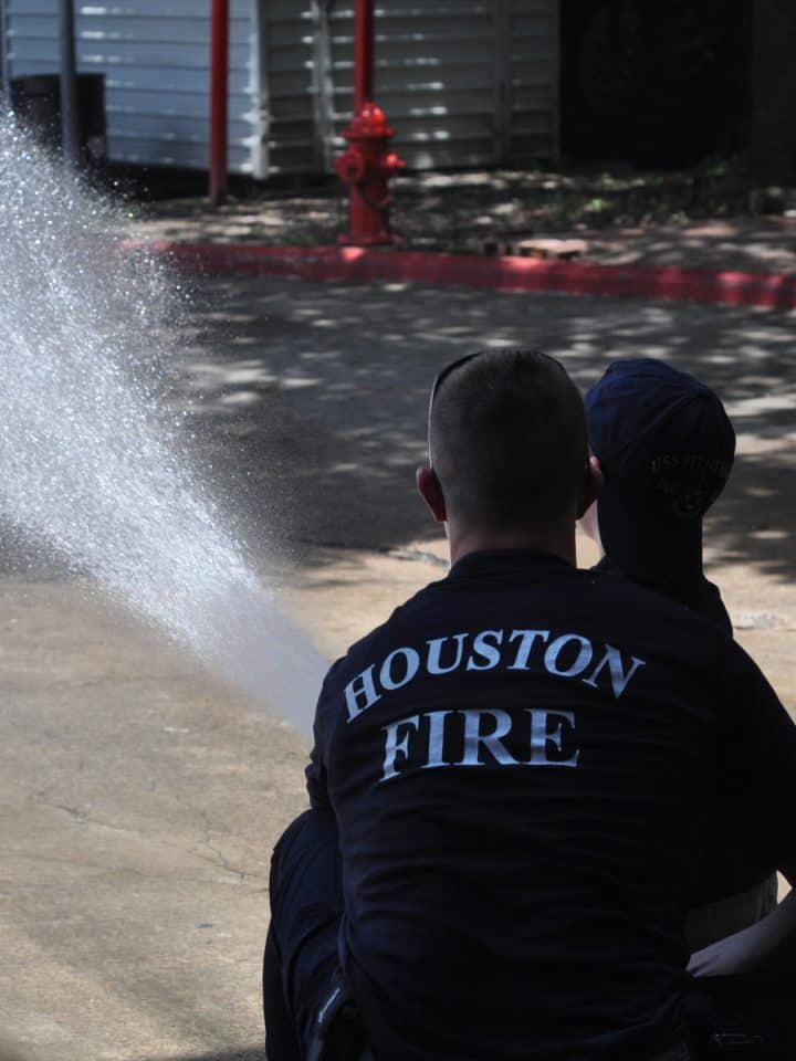 Spraying Hose at Houston Fire Station