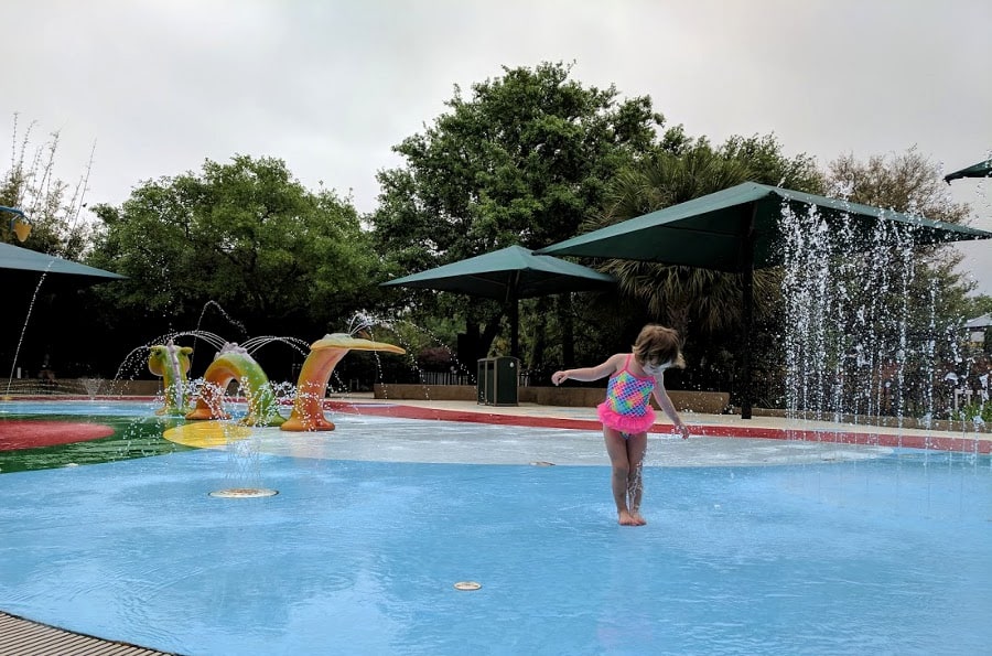 Playing at Houston Zoo Water Play Park