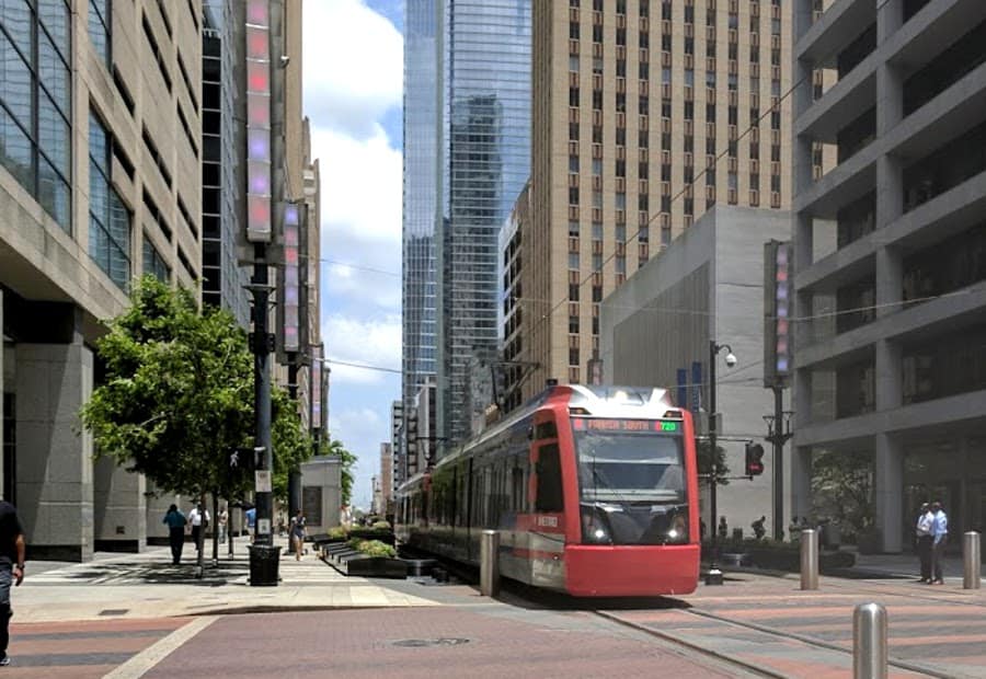 MetroRail on Main Street Houston