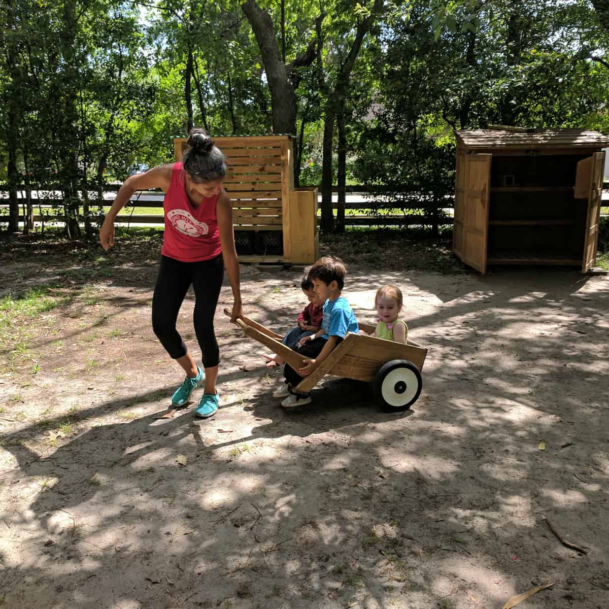 Pulling wagon at Nature Discovery Center