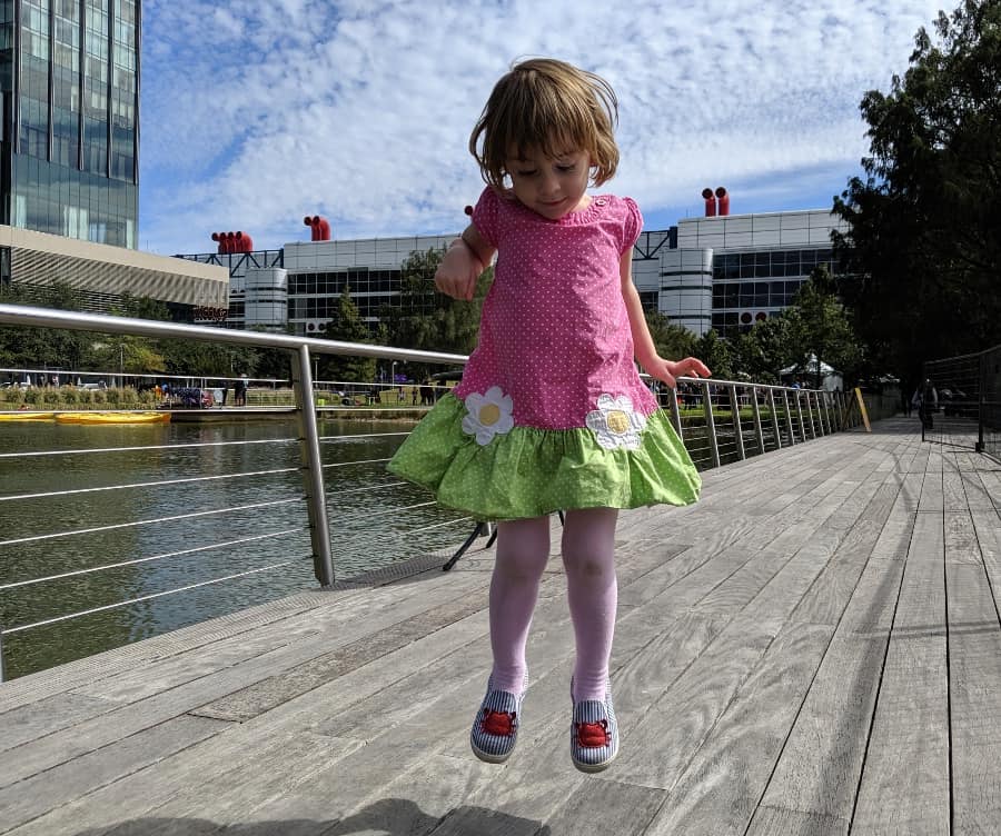 Jumping at Discovery Green