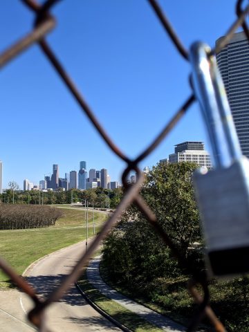 Downtown Houston Skyline from Lock Bridge