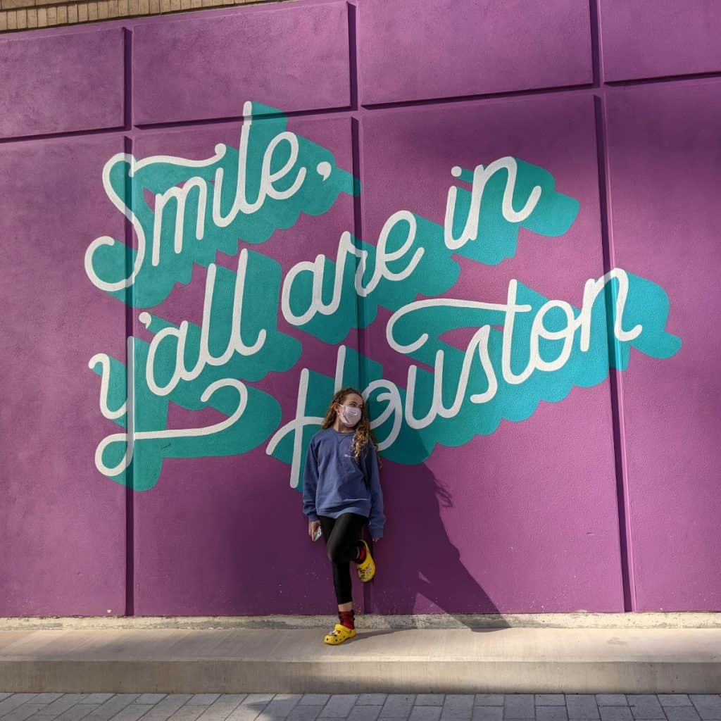 Smile Yall are in Houston Mural in Downtown Houston