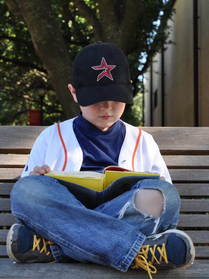 Reading on a bench