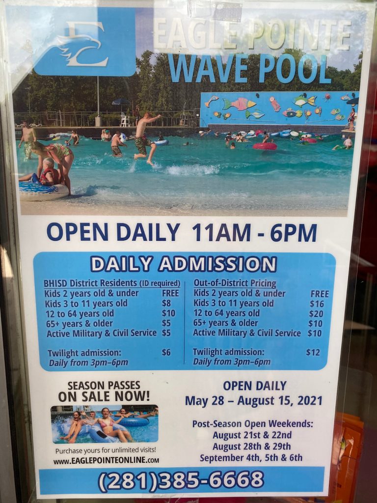 Eagle Pointe Wave Pool Admission