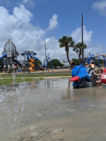 Splashpad and Space Shuttle at Flagship park