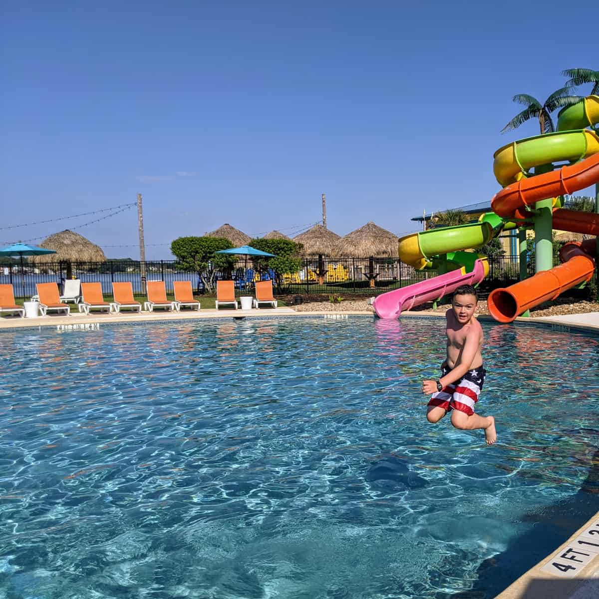 Jumping into pool